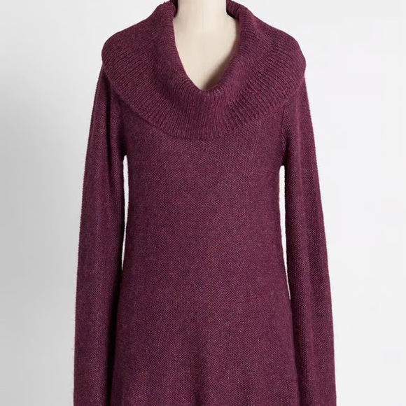 New ModCloth Playing It Cowl Tunic Sweater Burgundy - Picture 1 of 7